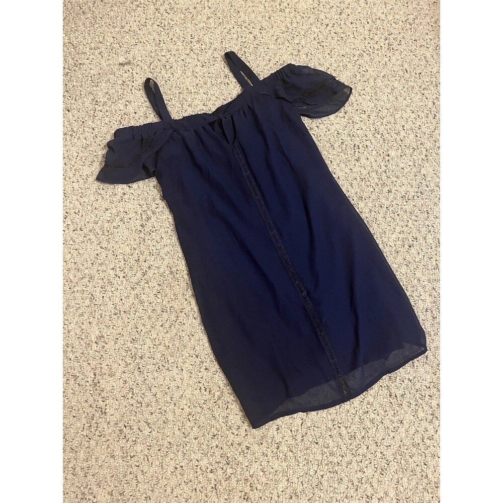 Blue Straight Line Dress Off The Shoulder Size Small